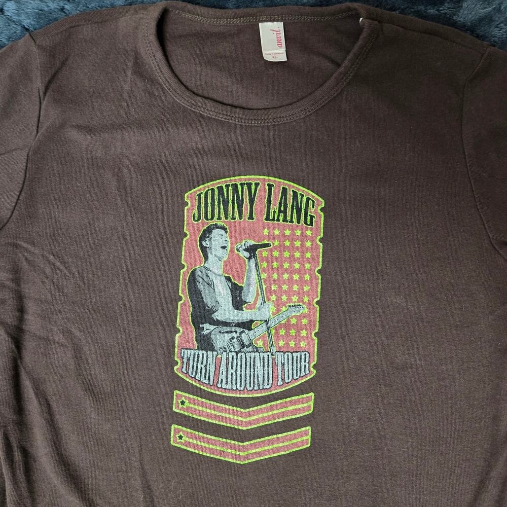 VTG 2006 Johnny Lang Turn Around Tour Y2K Single-Stitch Brown TShirt - Size XL - Picture 2 of 7